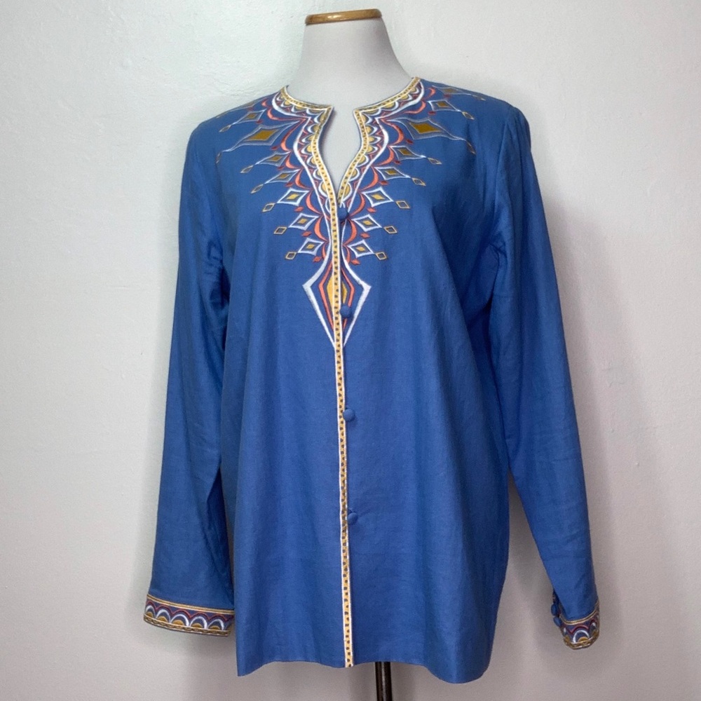 Bob Mackie Wearable Art Jacket Blouse Top Linen